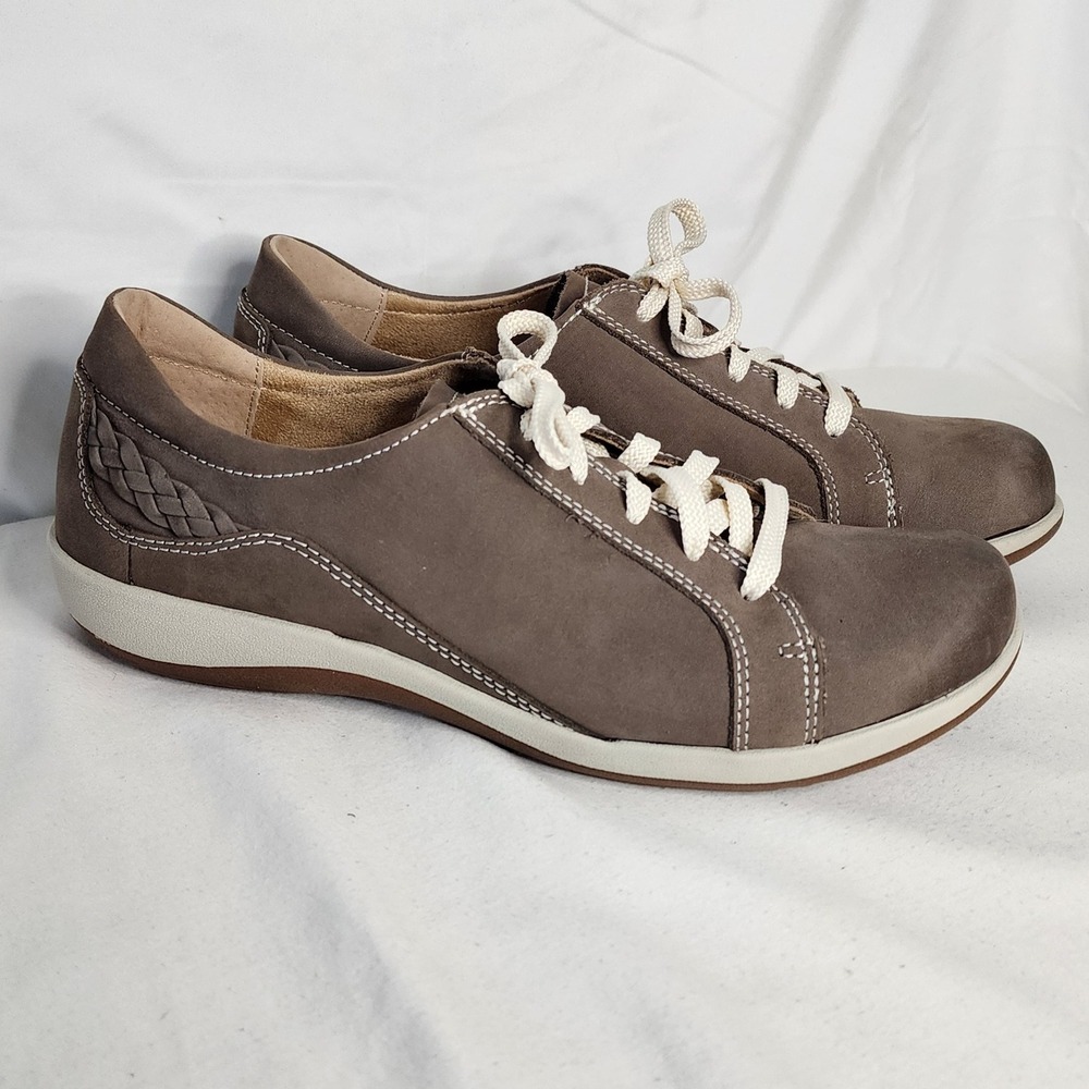 Aetrex Comfort Leather Sneakers Casual Walking Shoes Taupe Size 10.5